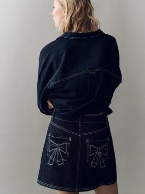 NWT Anthropologie Pilcro Denim Bow Mini Skirt